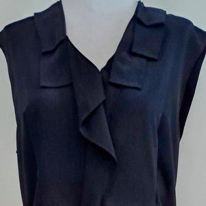 Tahari Vintage Black Dress Woman Size 8 Polyester Midi Length Formal Dressy